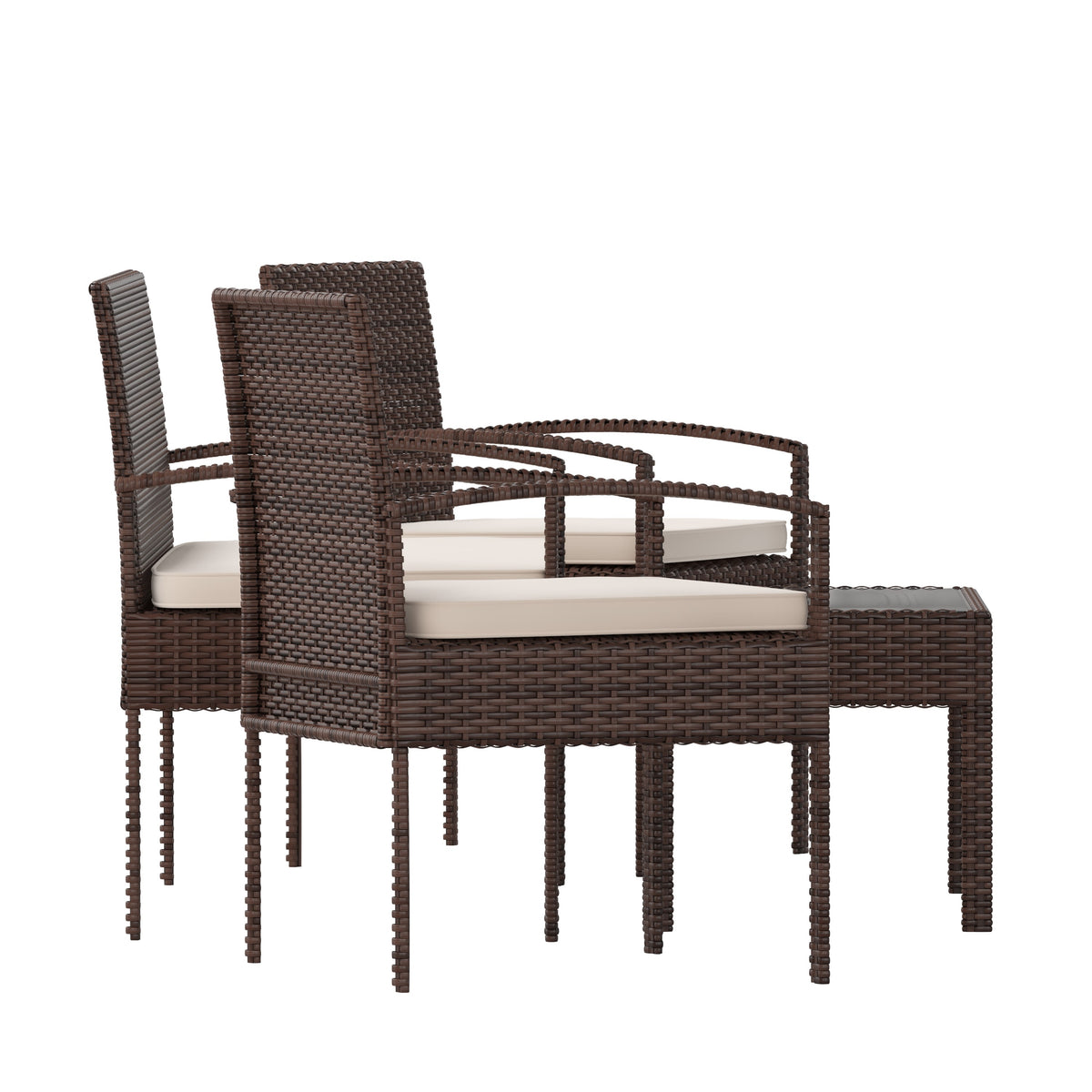 Beige Cushions/Brown Frame |#| 4 Piece Patio Set with Brown Steel Frame and Beige Cushions - Outdoor Seating