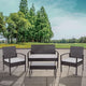 Gray Cushions/Black Frame |#| 4 Piece Black Patio Set with Steel Frame and Gray Cushions - Outdoor Seating