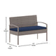 Navy Cushions/Light Gray Frame |#| 4 Piece Patio Set with Gray Steel Frame and Navy Cushions - Outdoor Seating