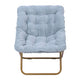 Aqua Fabric/Soft Gold Frame |#| Folding Faux Fur Oversized Saucer Chair with Steel Frame - Dusty Aqua/Soft Gold