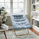 Aqua Fabric/Soft Gold Frame |#| Folding Faux Fur Oversized Saucer Chair with Steel Frame - Dusty Aqua/Soft Gold