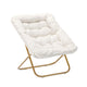 Ivory Faux Shearling Fabric/Soft Gold Frame |#| Folding Faux Shearling Oversized Saucer Chair with Steel Frame - Ivory/Soft Gold