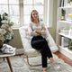 Ivory Faux Shearling Fabric/Soft Gold Frame |#| Folding Faux Shearling Oversized Saucer Chair with Steel Frame - Ivory/Soft Gold