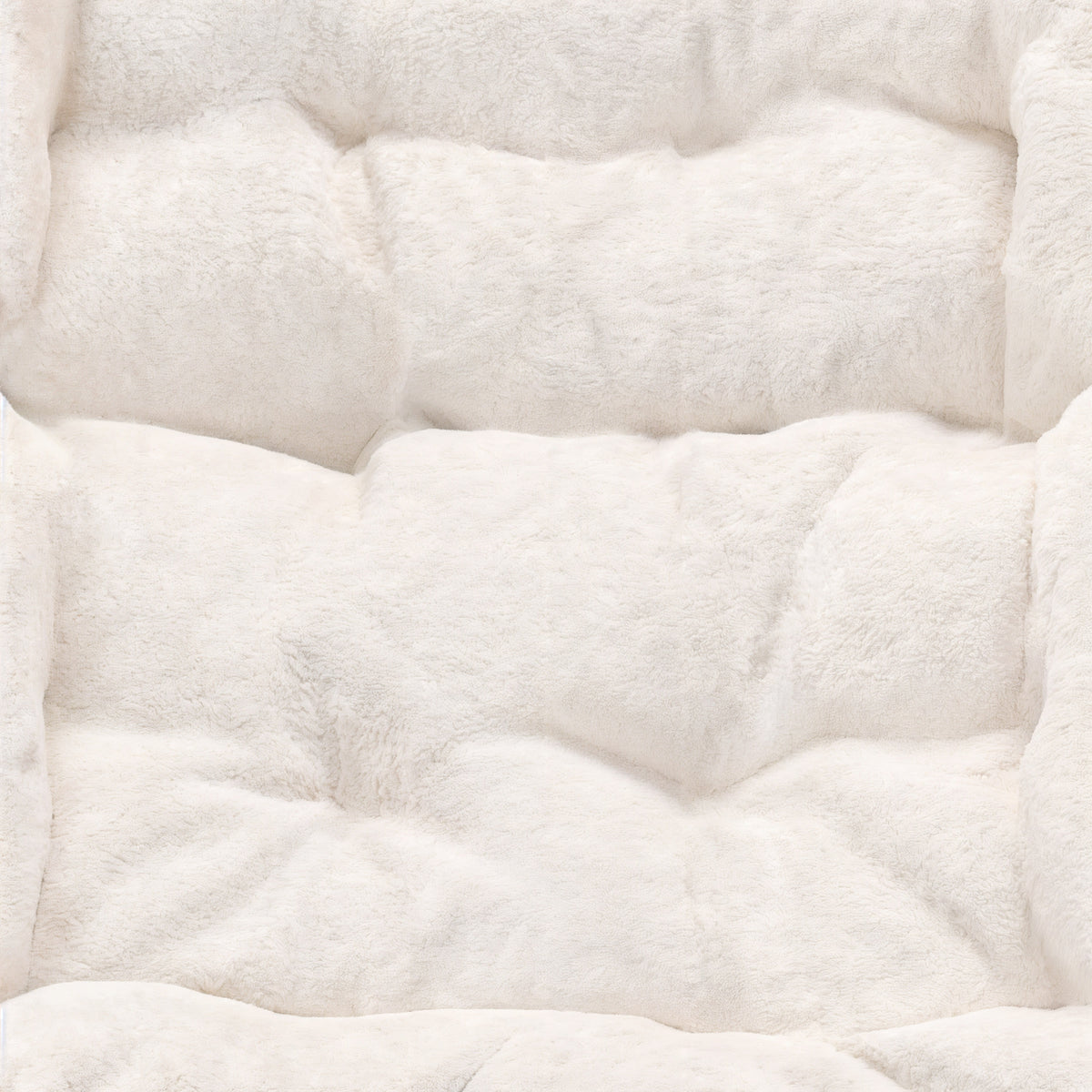 Ivory Faux Shearling Fabric/Soft Gold Frame |#| Folding Faux Shearling Oversized Saucer Chair with Steel Frame - Ivory/Soft Gold