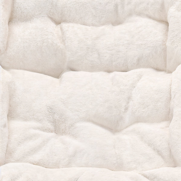 Ivory Faux Shearling Fabric/Soft Gold Frame |#| Folding Faux Shearling Oversized Saucer Chair with Steel Frame - Ivory/Soft Gold