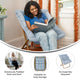 Aqua Fabric/Soft Gold Frame |#| Folding Faux Fur Oversized Saucer Chair with Steel Frame - Dusty Aqua/Soft Gold