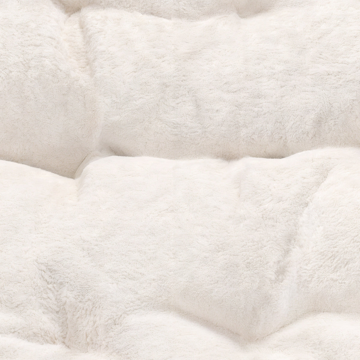 Ivory Faux Shearling Fabric/Soft Gold Frame |#| Folding Faux Shearling Oversized Saucer Chair with Steel Frame - Ivory/Soft Gold