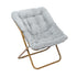 Gray Fabric/Soft Gold Frame |#| Folding Faux Fur Oversized Saucer Chair with Steel Frame - Gray/Soft Gold