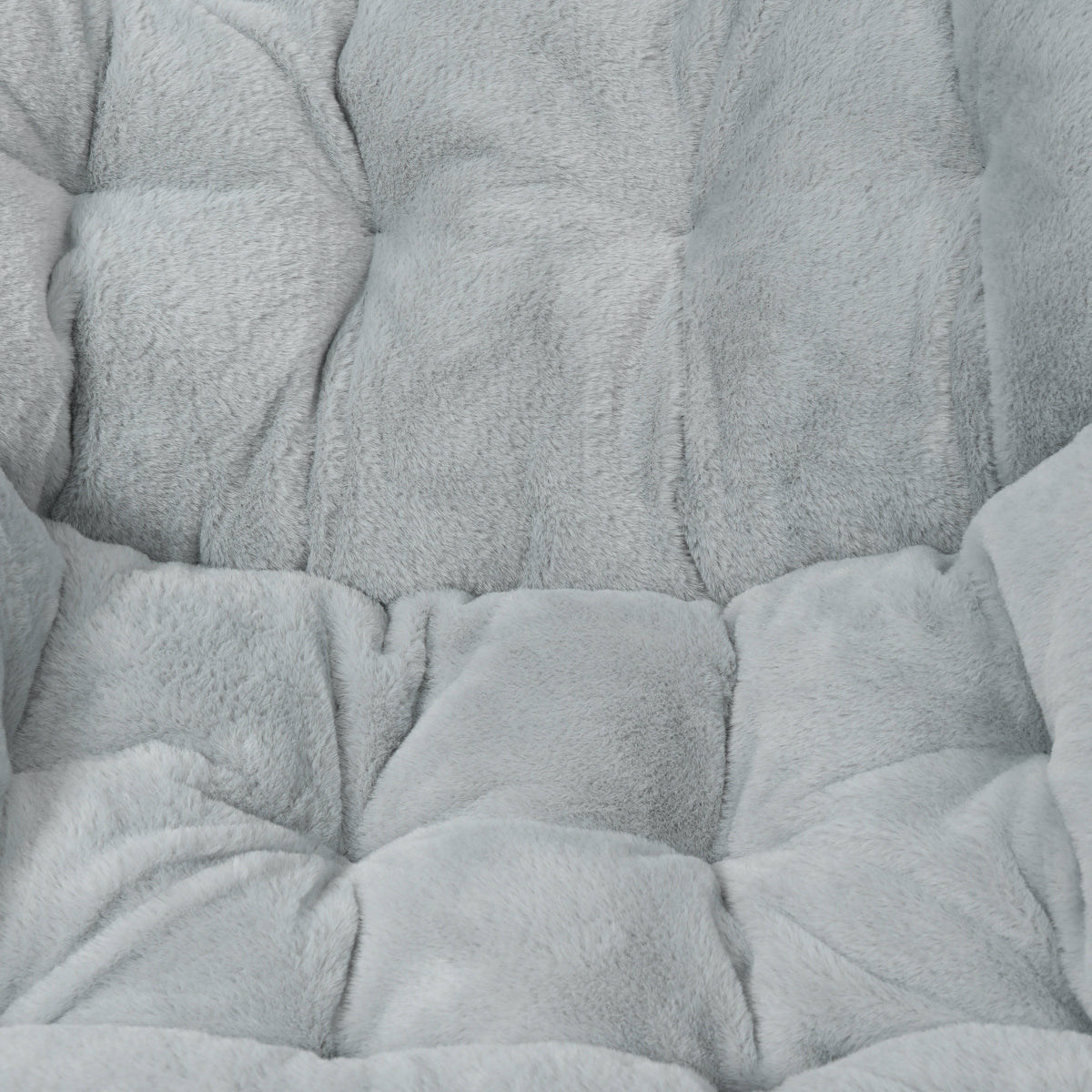 Gray Fabric/Soft Gold Frame |#| Folding Faux Fur Oversized Saucer Chair with Steel Frame - Gray/Soft Gold