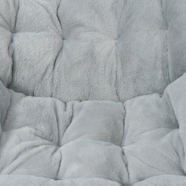 Gray Fabric/Soft Gold Frame |#| Folding Faux Fur Oversized Saucer Chair with Steel Frame - Gray/Soft Gold