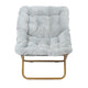 Gray Fabric/Soft Gold Frame |#| Folding Faux Fur Oversized Saucer Chair with Steel Frame - Gray/Soft Gold