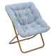 Aqua Fabric/Soft Gold Frame |#| Folding Faux Fur Oversized Saucer Chair with Steel Frame - Dusty Aqua/Soft Gold