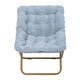 Aqua Fabric/Soft Gold Frame |#| Folding Faux Fur Oversized Saucer Chair with Steel Frame - Dusty Aqua/Soft Gold