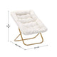 Ivory Faux Shearling Fabric/Soft Gold Frame |#| Folding Faux Shearling Oversized Saucer Chair with Steel Frame - Ivory/Soft Gold