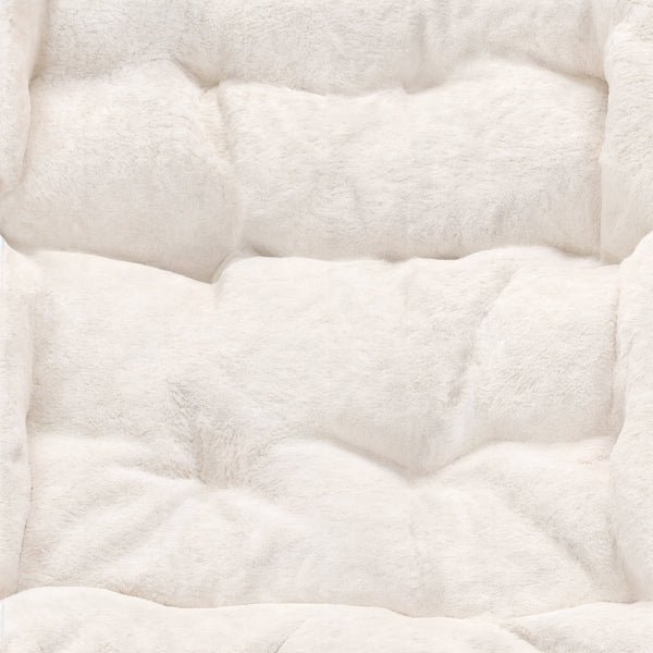 Ivory Faux Shearling Fabric/Soft Gold Frame |#| Folding Faux Shearling Oversized Saucer Chair with Steel Frame - Ivory/Soft Gold
