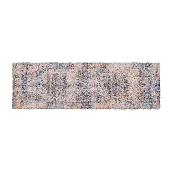 Blue,2' x 6' |#| 2' x 6' Multicolor Distressed Artisan Old English Style Traditional Rug