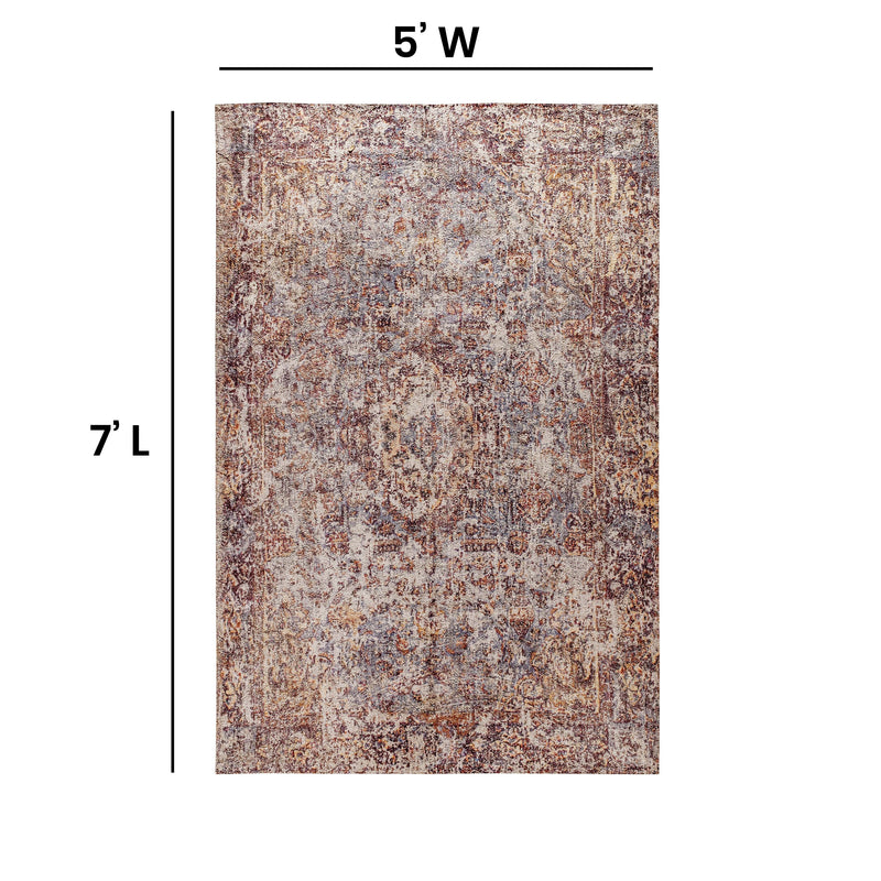 Red,5' x 7' |#| 5' x 7' Multicolor Distressed Artisan Old English Style Traditional Rug