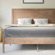 Light Brown,Queen |#| Solid Wood Platform Bed with Headboard and Wooden Slats in Light Brown - Queen