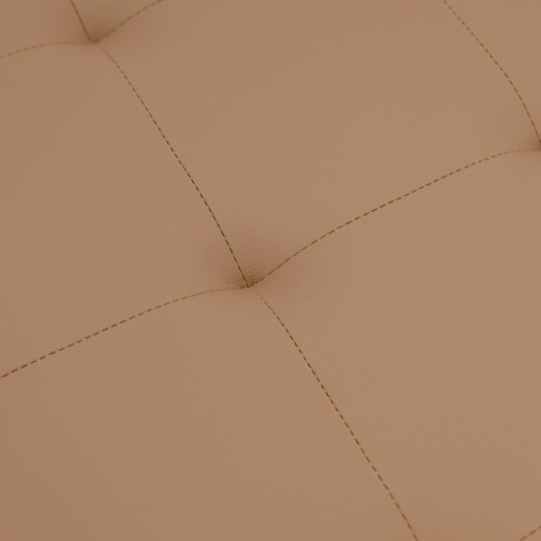 Light Brown |#| Square LeatherSoft Tufted Ottoman with Black Metal Frame in Light Brown