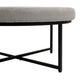 Gray |#| Round Cotton Linen Tufted Ottoman with Black Metal Frame in Gray