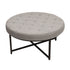 Ashton 34" Round Cotton Linen Tufted Ottoman with Metal Frame