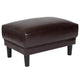 Brown LeatherSoft |#| Upholstered Living Room Ottoman with Rounded Edge Corners in Brown LeatherSoft