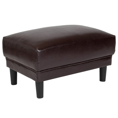 Asti Upholstered Living Room Ottoman with Rounded Edge Corners and High Legs