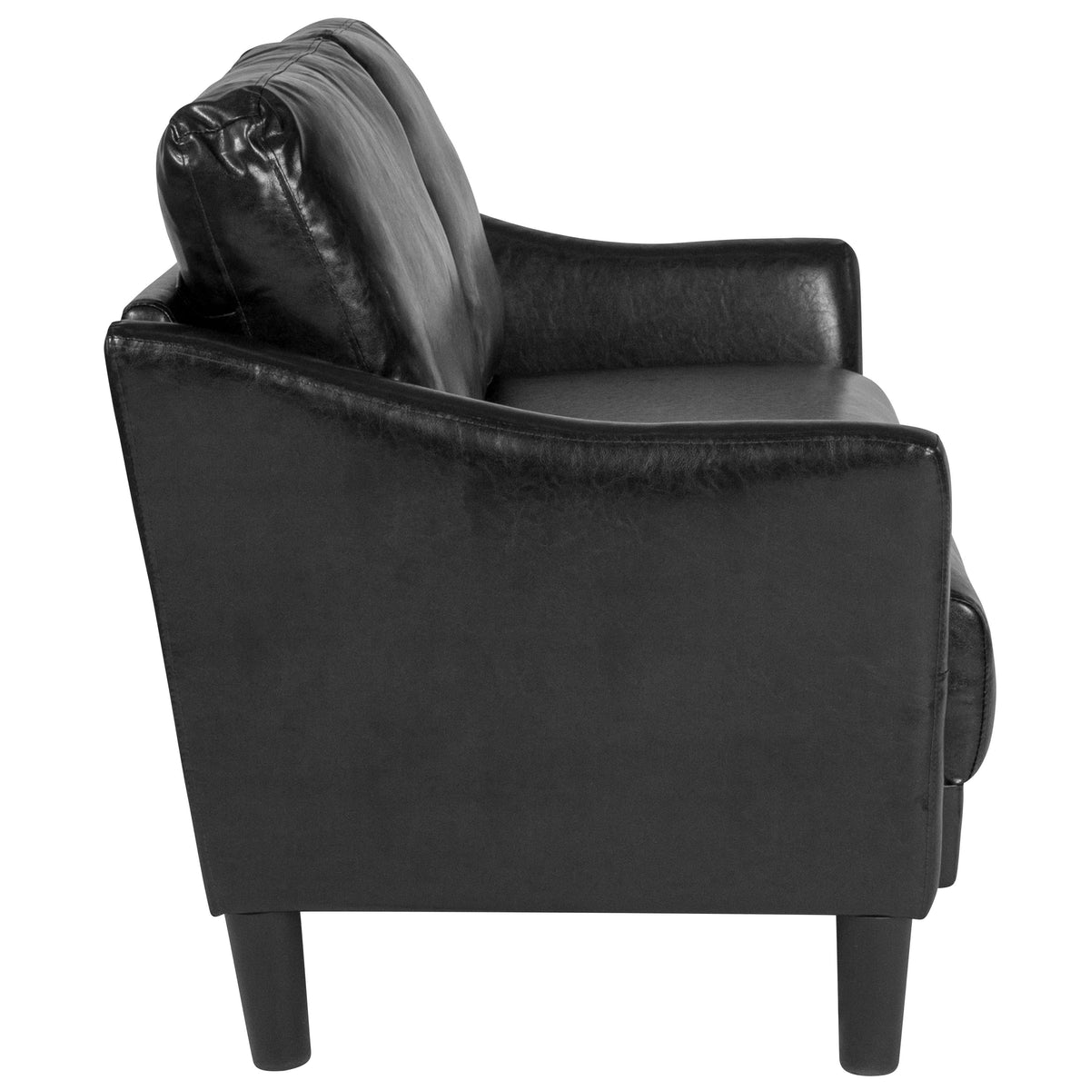 Black LeatherSoft |#| Upholstered Living Room Loveseat with Single Cushion Seat in Black LeatherSoft