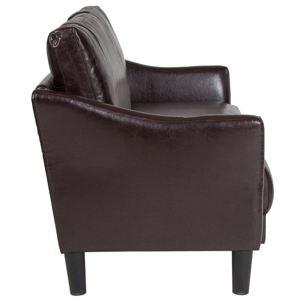 Brown LeatherSoft |#| Upholstered Living Room Loveseat with Single Cushion Seat in Brown LeatherSoft