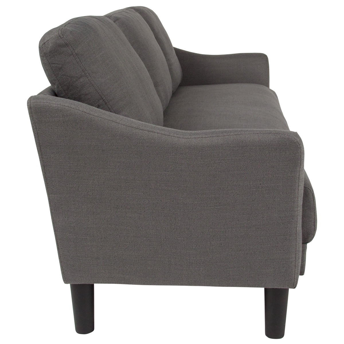 Dark Gray Fabric |#| Upholstered Living Room Sofa with Single Cushion Seat in Dark Gray Fabric