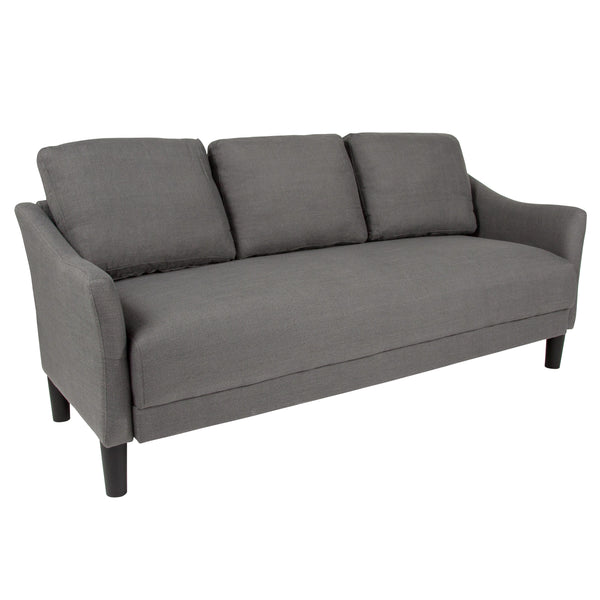 Dark Gray Fabric |#| Upholstered Living Room Sofa with Single Cushion Seat in Dark Gray Fabric