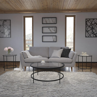Astoria Collection Coffee and End Table Set - Glass Top with Round Frame - 3 Piece Occasional Table Set - View 2