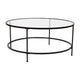Clear Top/Matte Black Frame |#| Clear Glass Table Set with Matte Black Metal Frame-Coffee Table-2 End Tables
