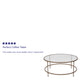 Clear Top/Brushed Gold Frame |#| Clear Glass Living Room Coffee Table with Round Brushed Gold Metal Frame