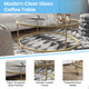 Clear Top/Brushed Gold Frame |#| Clear Glass Living Room Coffee Table with Round Brushed Gold Metal Frame