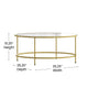 Clear Top/Brushed Gold Frame |#| Clear Glass Living Room Coffee Table with Round Brushed Gold Metal Frame