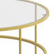 Clear Top/Brushed Gold Frame |#| Clear Glass Living Room Coffee Table with Round Brushed Gold Metal Frame