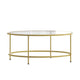 Clear Top/Brushed Gold Frame |#| Clear Glass Living Room Coffee Table with Round Brushed Gold Metal Frame