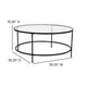 Clear Top/Matte Black Frame |#| Clear Glass Living Room Coffee Table with Round Matte Black Metal Frame