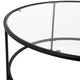 Clear Top/Matte Black Frame |#| Clear Glass Living Room Coffee Table with Round Matte Black Metal Frame
