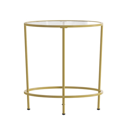 Astoria Collection Round End Table, Modern Glass Accent Table with Metal Frame