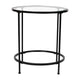 Clear Top/Matte Black Frame |#| Clear Glass Living Room End Table with Round Matte Black Metal Frame