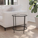 Clear Top/Matte Black Frame |#| Clear Glass Living Room End Table with Round Matte Black Metal Frame