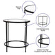 Clear Top/Matte Black Frame |#| Clear Glass Living Room End Table with Round Matte Black Metal Frame