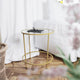 Clear Top/Brushed Gold Frame |#| Clear Glass Living Room End Table with Round Brushed Gold Metal Frame