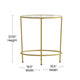 Clear Top/Brushed Gold Frame |#| Clear Glass Living Room End Table with Round Brushed Gold Metal Frame