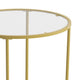 Clear Top/Brushed Gold Frame |#| Clear Glass Living Room End Table with Round Brushed Gold Metal Frame