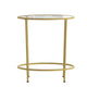 Clear Top/Brushed Gold Frame |#| Clear Glass Living Room End Table with Round Brushed Gold Metal Frame