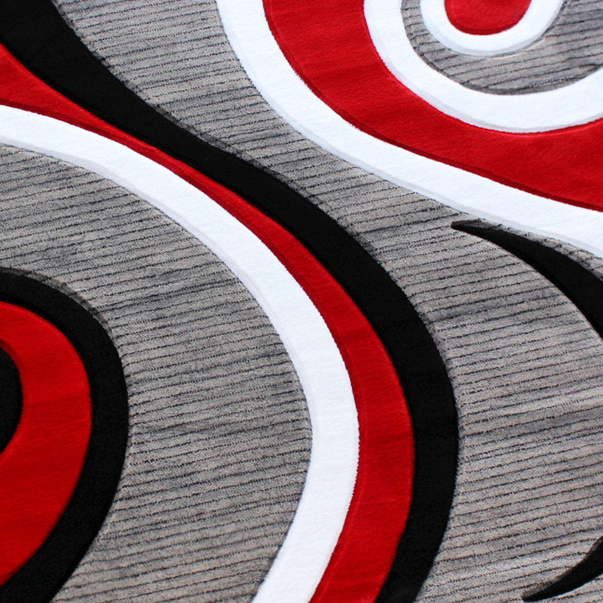 Red,5' Round |#| Modern High-Low Sculpted Swirl Design Abstract Area Rug - Red - 5' x 5'