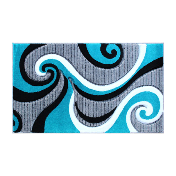 Turquoise,2' x 3' |#| Modern High-Low Sculpted Swirl Design Abstract Area Rug - Turquoise - 2' x 3'